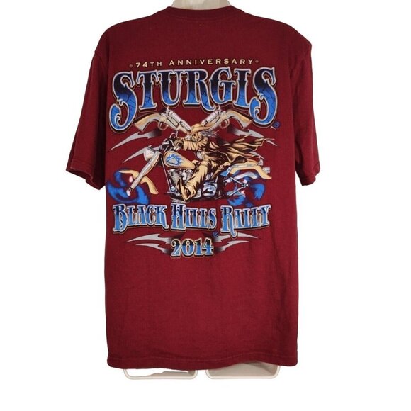 Jerzees Motorcycle Sturgis Ride T-Shirt Bike Rally Men Women Size M Red 2014 - Picture 3 of 6